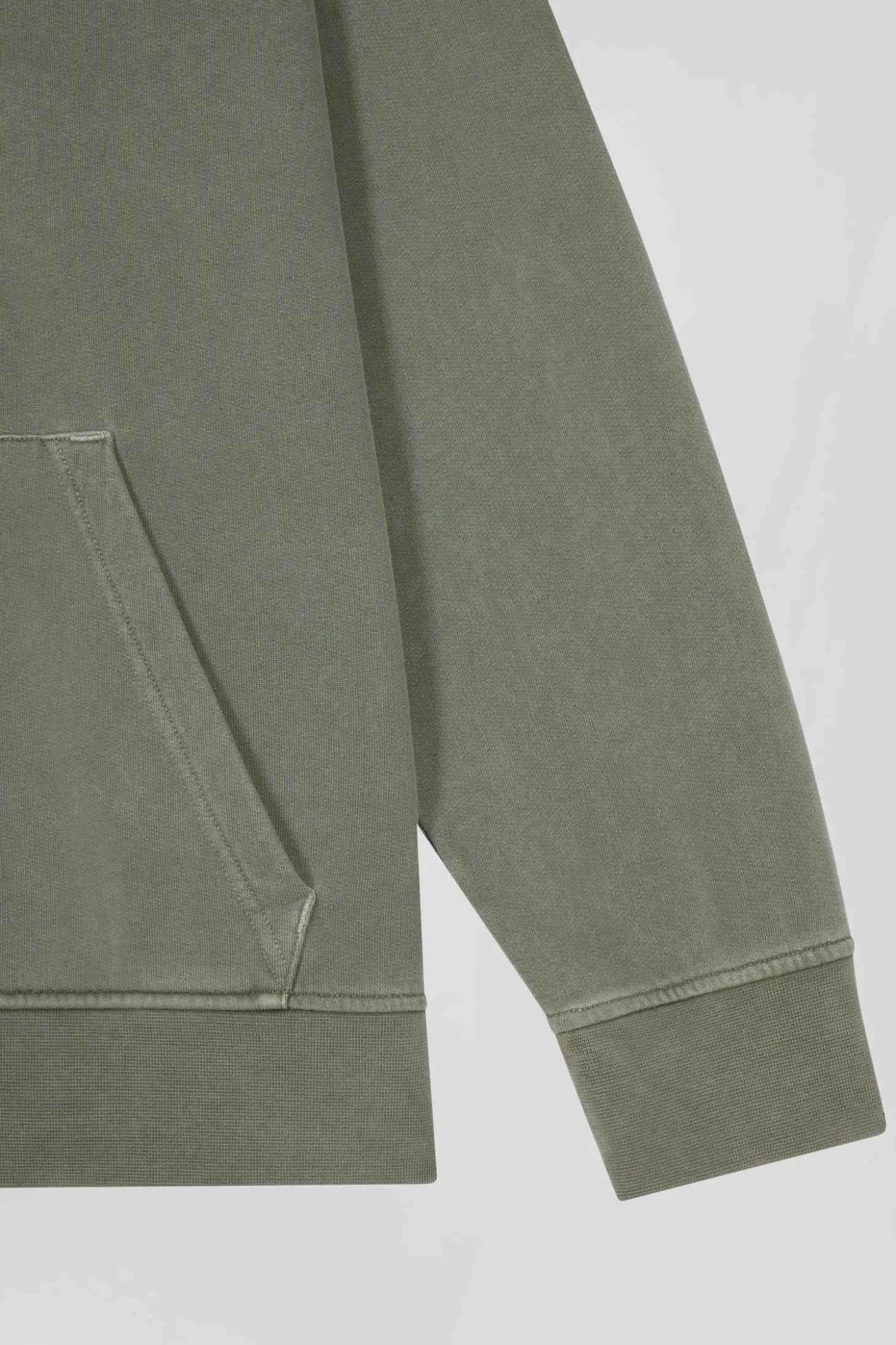 Oversize khaki unisex dyed cotton fleece hoodie
