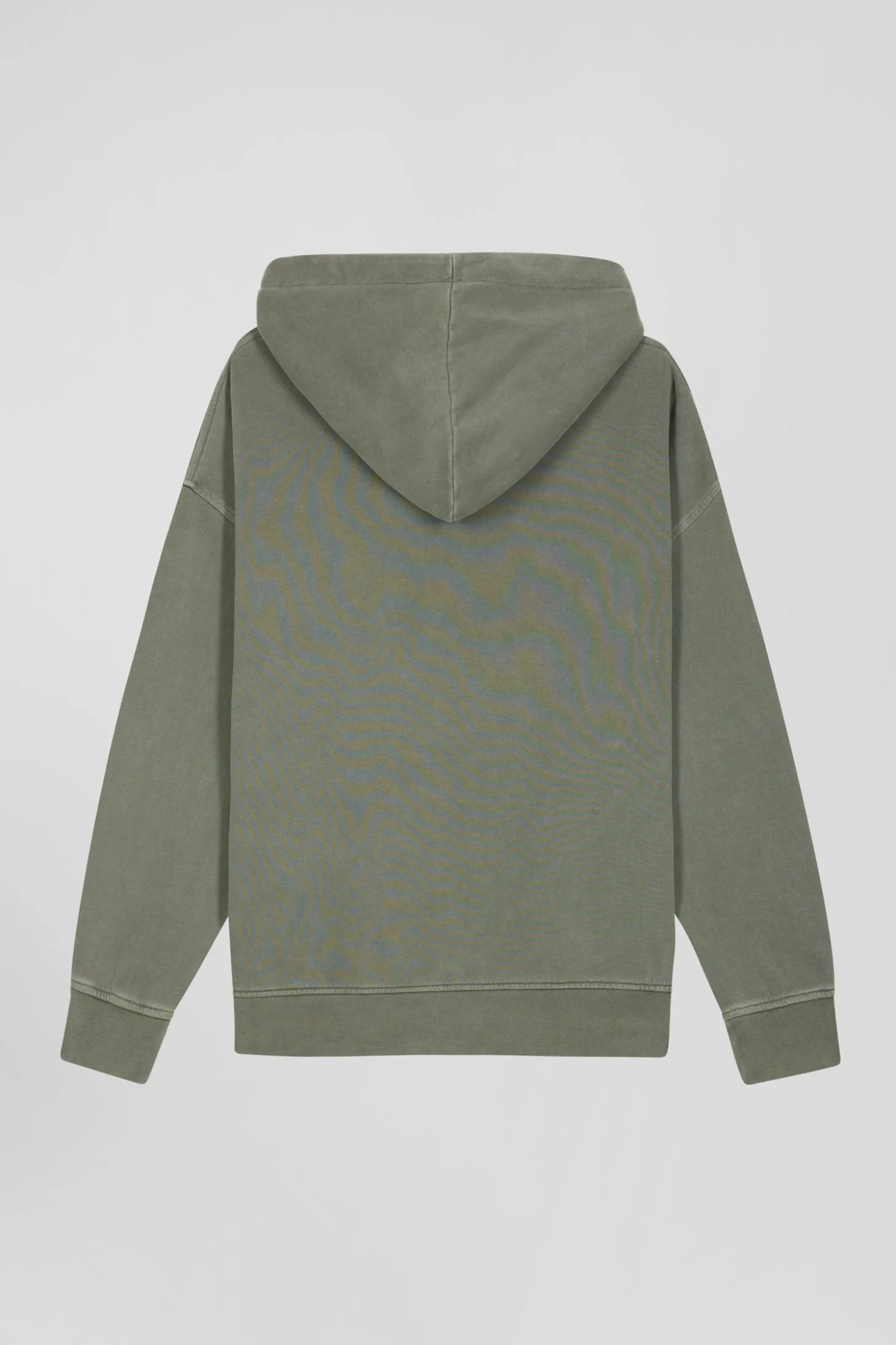 Oversize khaki unisex dyed cotton fleece hoodie