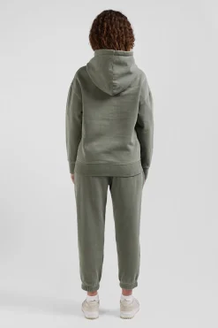Oversize khaki unisex dyed cotton fleece hoodie