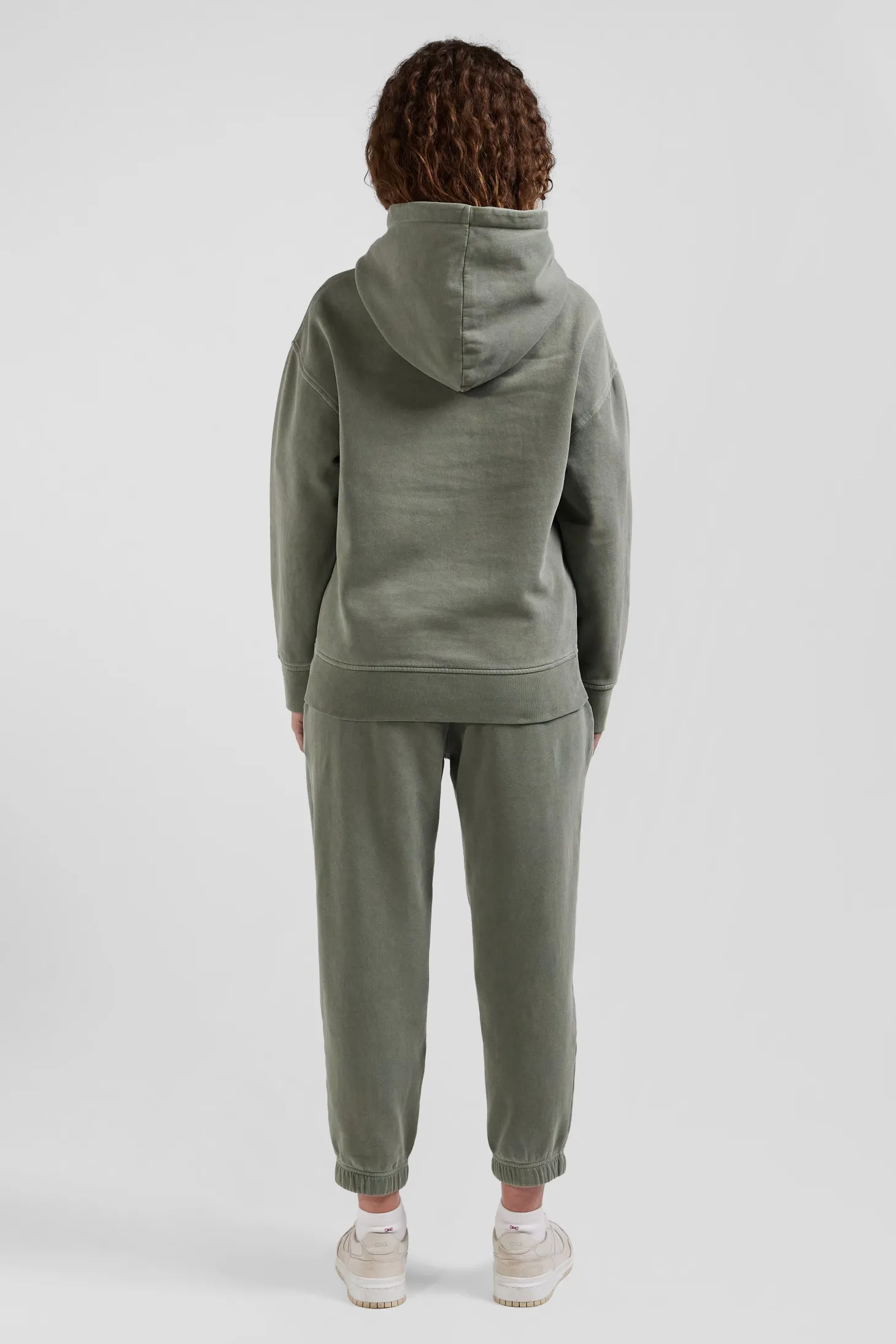 Oversize khaki unisex dyed cotton fleece hoodie