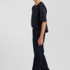 Oversize Navy blue cotton denim cargo jeans