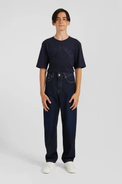 Oversize Navy blue cotton denim cargo jeans