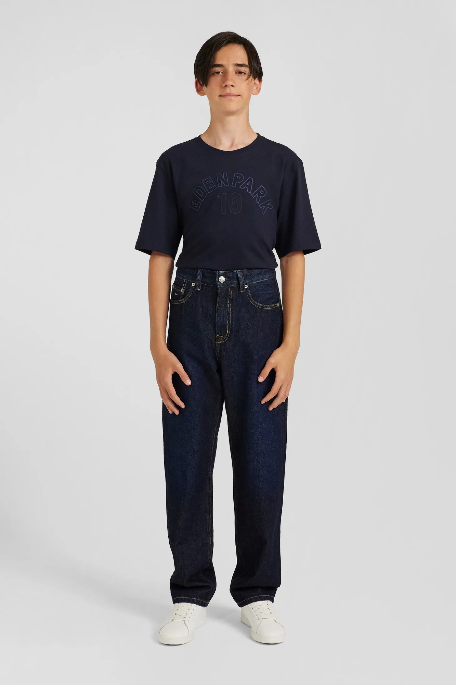 Oversize Navy blue cotton denim cargo jeans