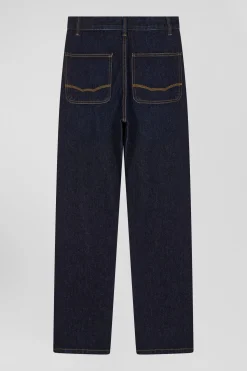 Oversize Navy blue cotton denim cargo jeans