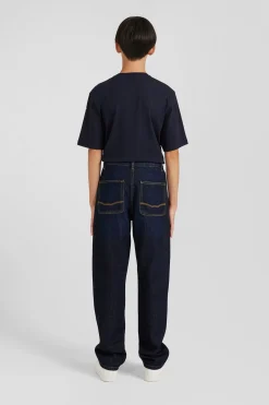 Oversize Navy blue cotton denim cargo jeans