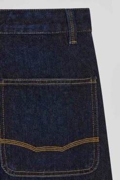 Oversize Navy blue cotton denim cargo jeans