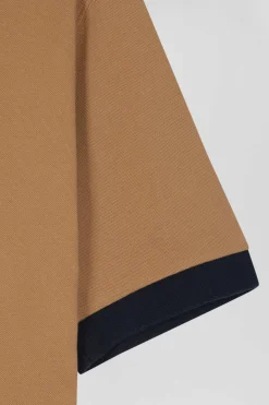 Oversize navy blue short-sleeved cotton piqué polo shirt with tricolor details