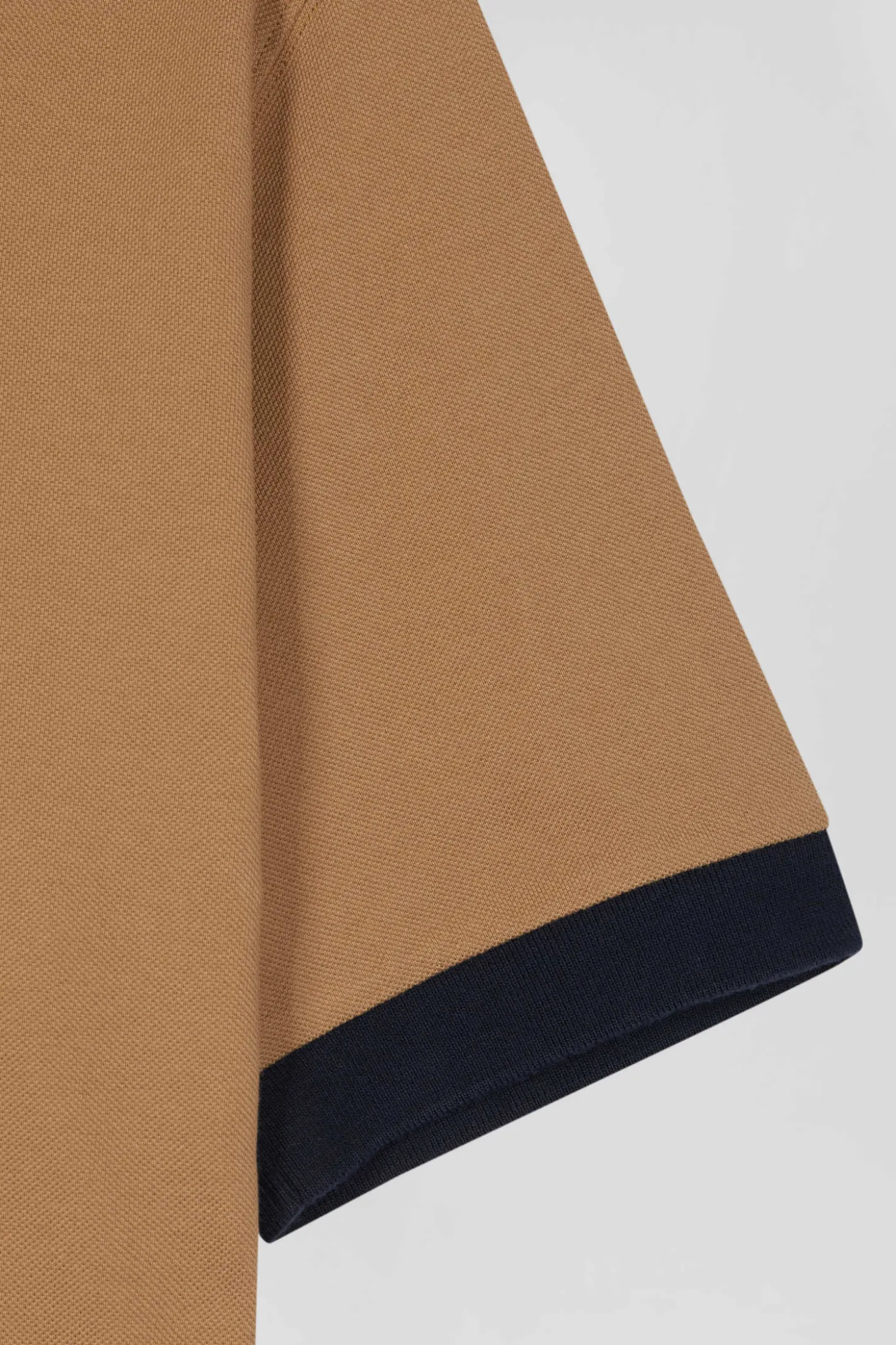 Oversize navy blue short-sleeved cotton piqué polo shirt with tricolor details
