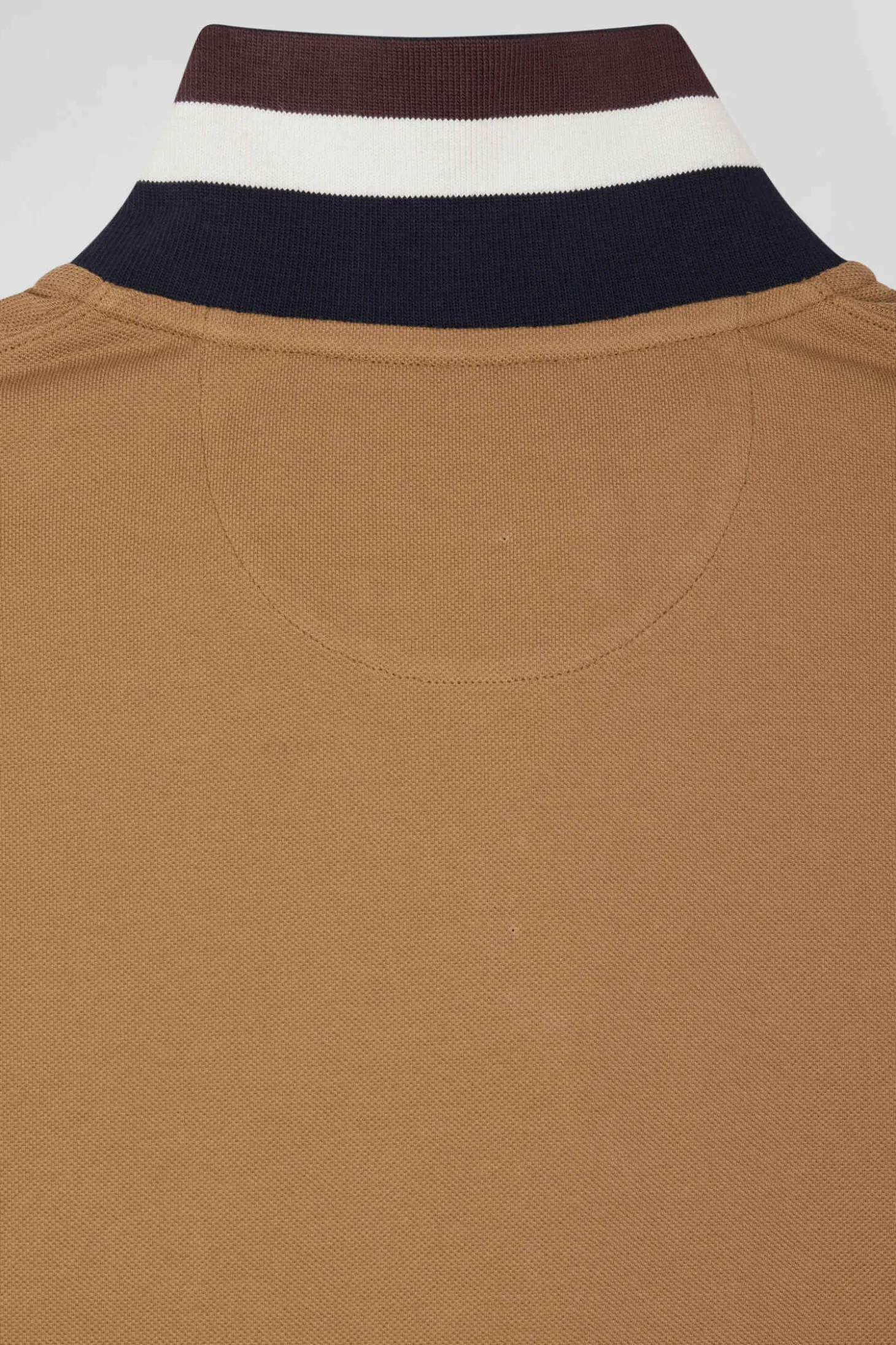 Oversize navy blue short-sleeved cotton piqué polo shirt with tricolor details