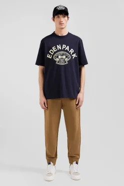 Oversize navy short-sleeved cotton T-shirt with Eden Park Rugby print