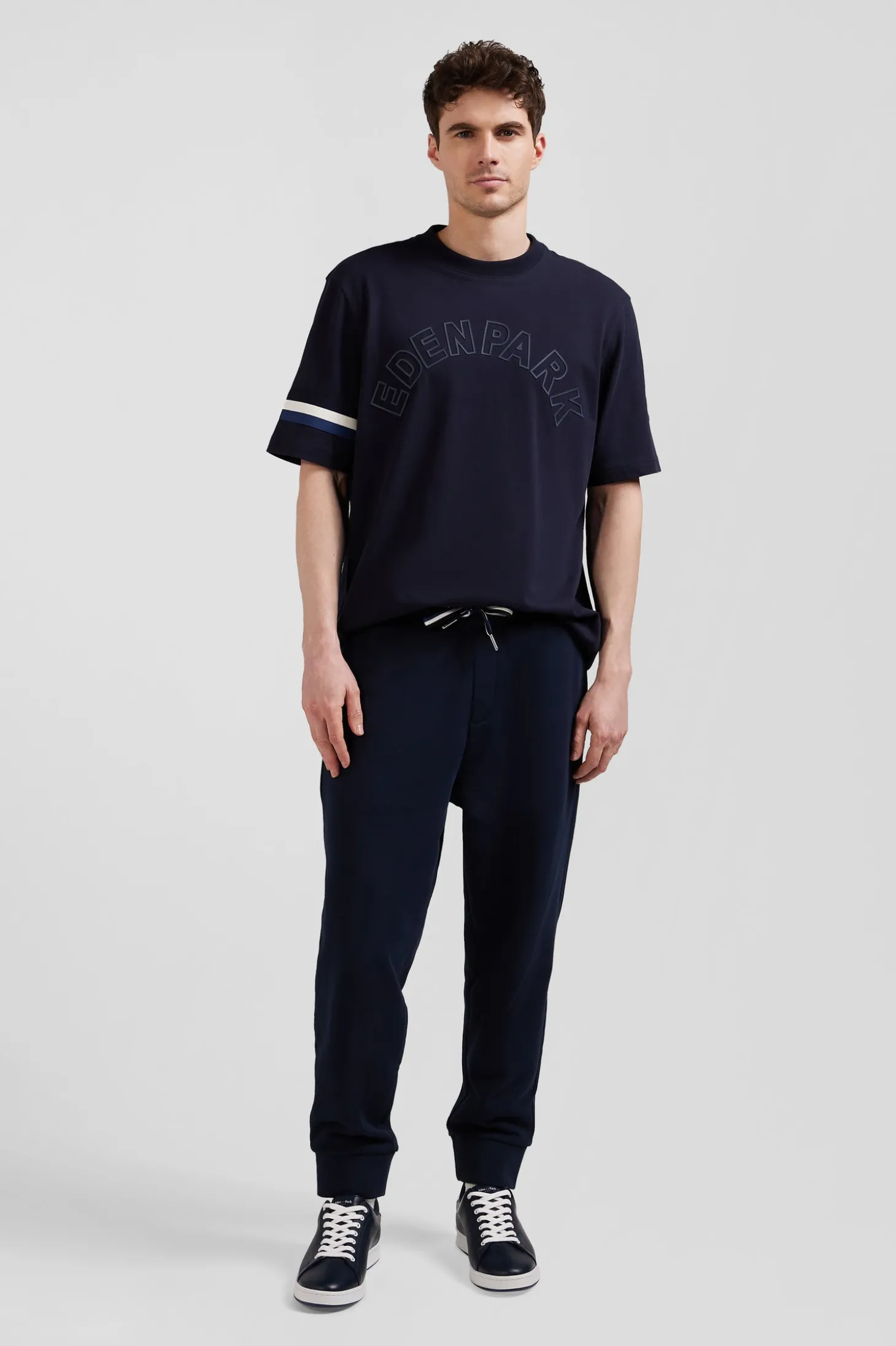 Oversize navy short-sleeved cotton T-shirt with Eden Park print