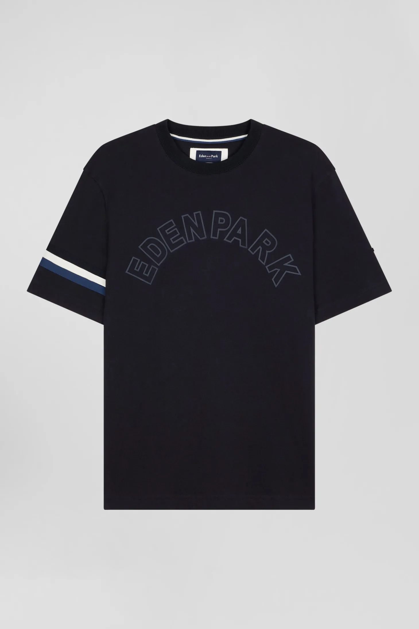 Oversize navy short-sleeved cotton T-shirt with Eden Park print