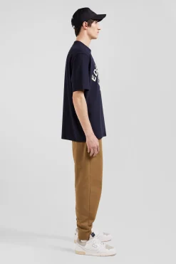 Oversize navy short-sleeved cotton T-shirt with Eden Park Rugby print