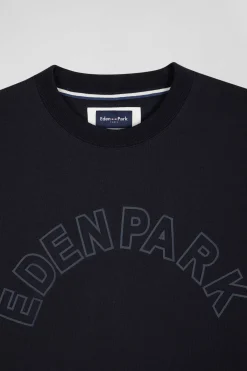 Oversize navy short-sleeved cotton T-shirt with Eden Park print