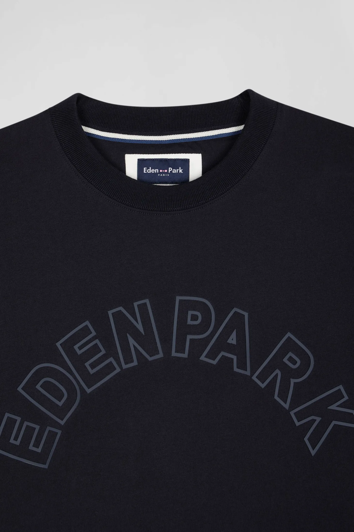 Oversize navy short-sleeved cotton T-shirt with Eden Park print