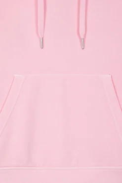 Oversize pink unisex dyed cotton fleece hoodie