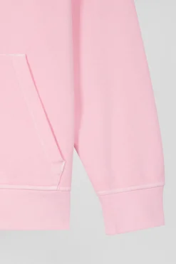Oversize pink unisex dyed cotton fleece hoodie