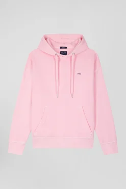 Oversize pink unisex dyed cotton fleece hoodie