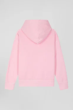 Oversize pink unisex dyed cotton fleece hoodie