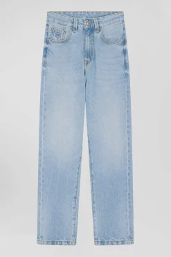 Oversize sky blue cotton denim jeans