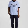 Oversize sky blue short-sleeved cotton T-shirt with Eden Park print
