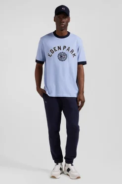 Oversize sky blue short-sleeved cotton T-shirt with Eden Park print