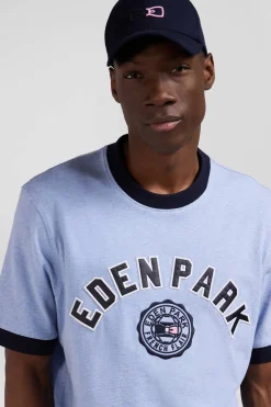 Oversize sky blue short-sleeved cotton T-shirt with Eden Park print