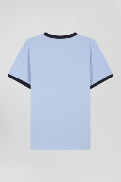 Oversize sky blue short-sleeved cotton T-shirt with Eden Park print