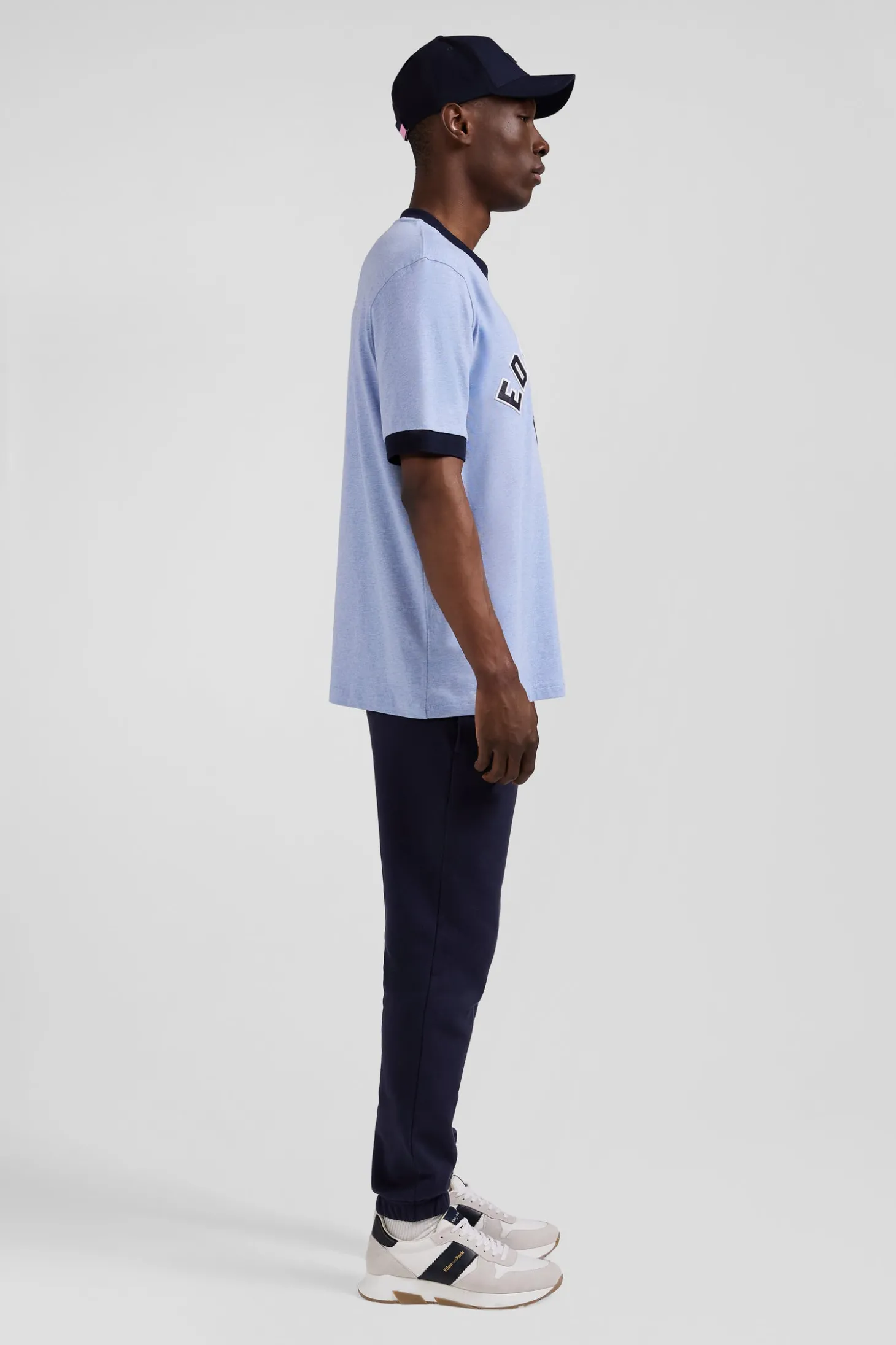 Oversize sky blue short-sleeved cotton T-shirt with Eden Park print