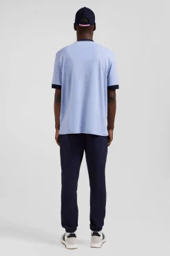 Oversize sky blue short-sleeved cotton T-shirt with Eden Park print
