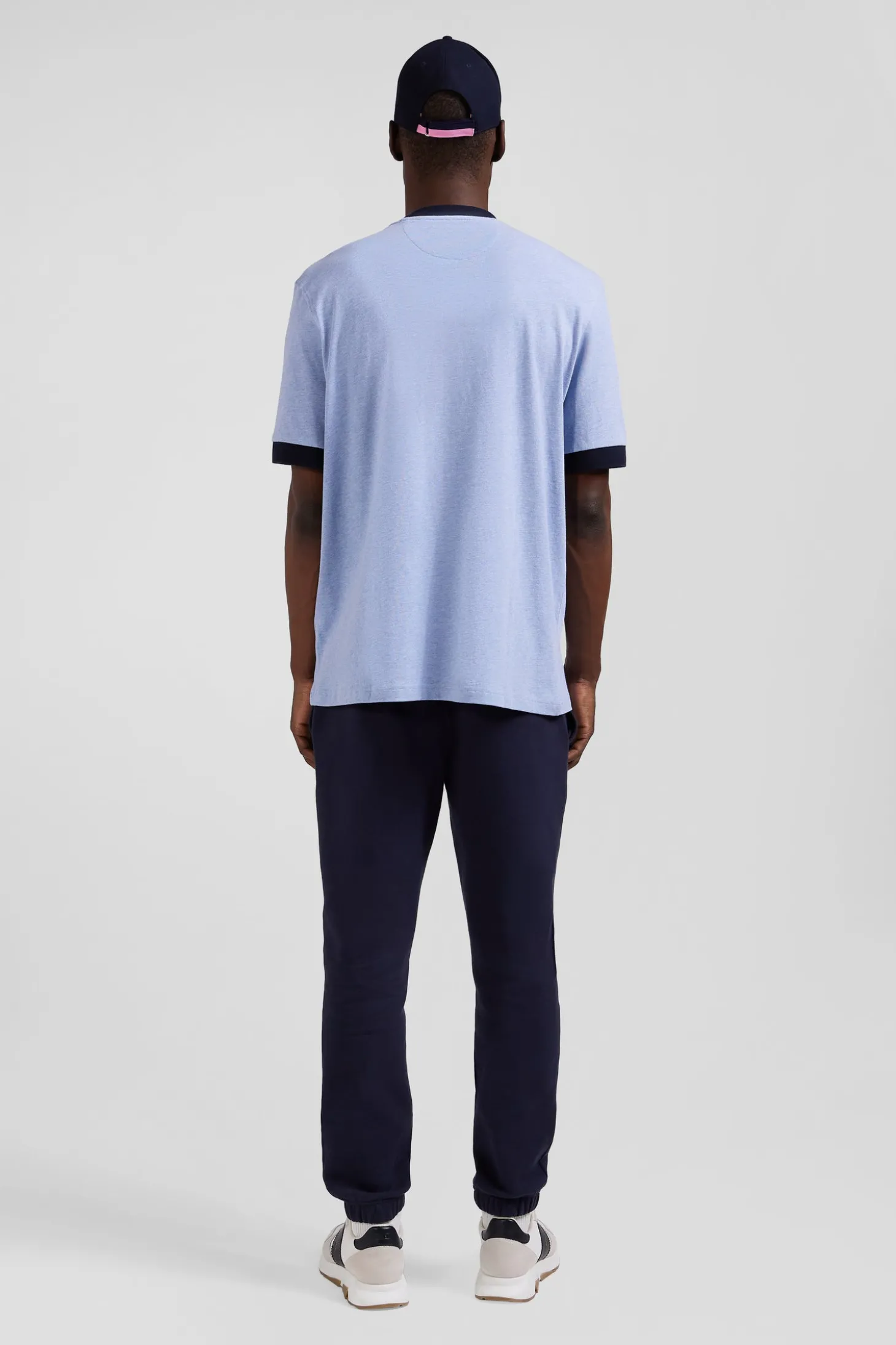 Oversize sky blue short-sleeved cotton T-shirt with Eden Park print