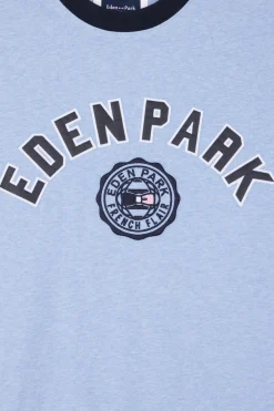 Oversize sky blue short-sleeved cotton T-shirt with Eden Park print