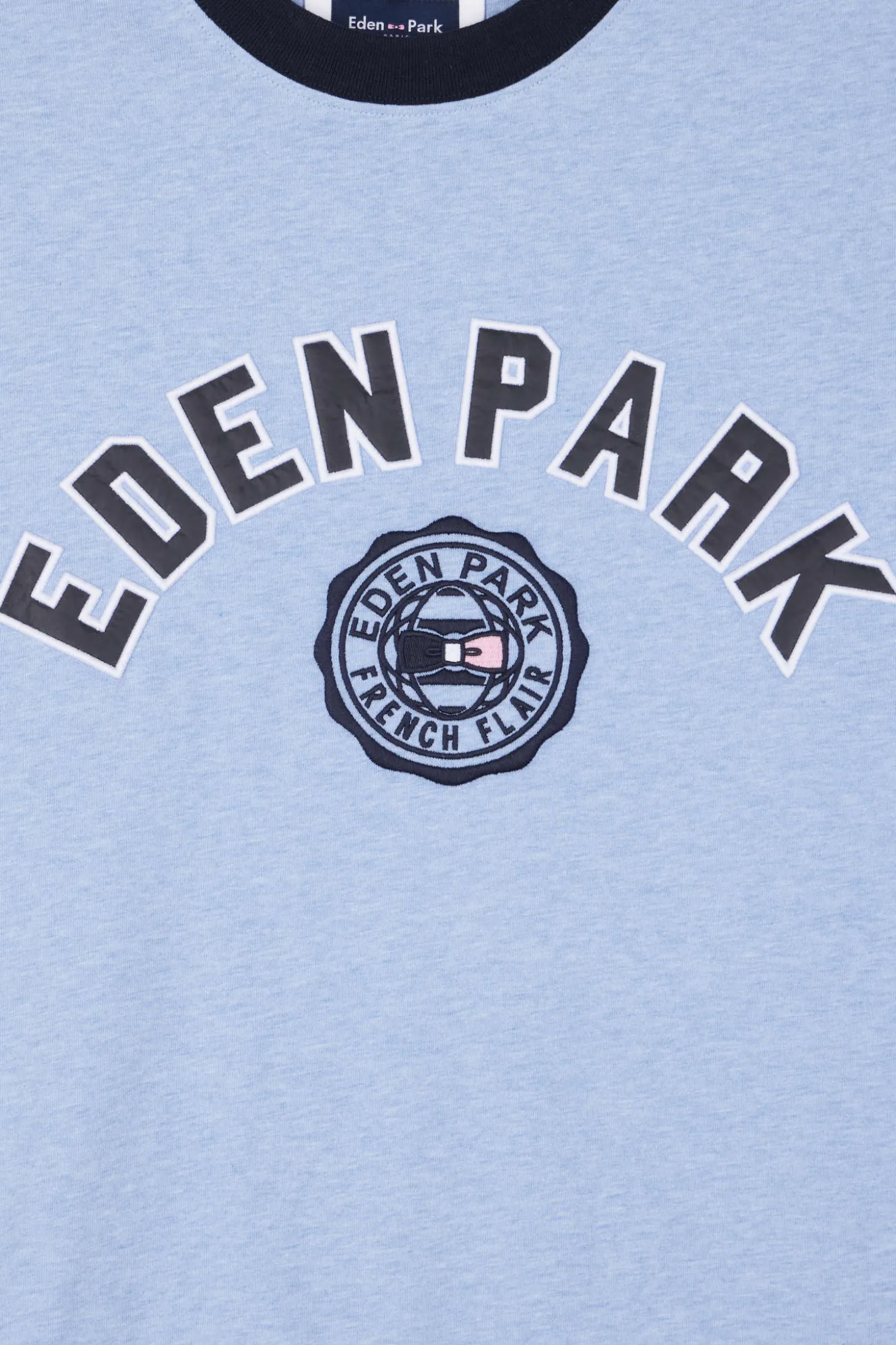 Oversize sky blue short-sleeved cotton T-shirt with Eden Park print