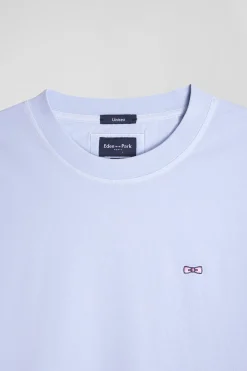 Oversize sky blue unisex short-sleeved T-shirt in overdyed cotton
