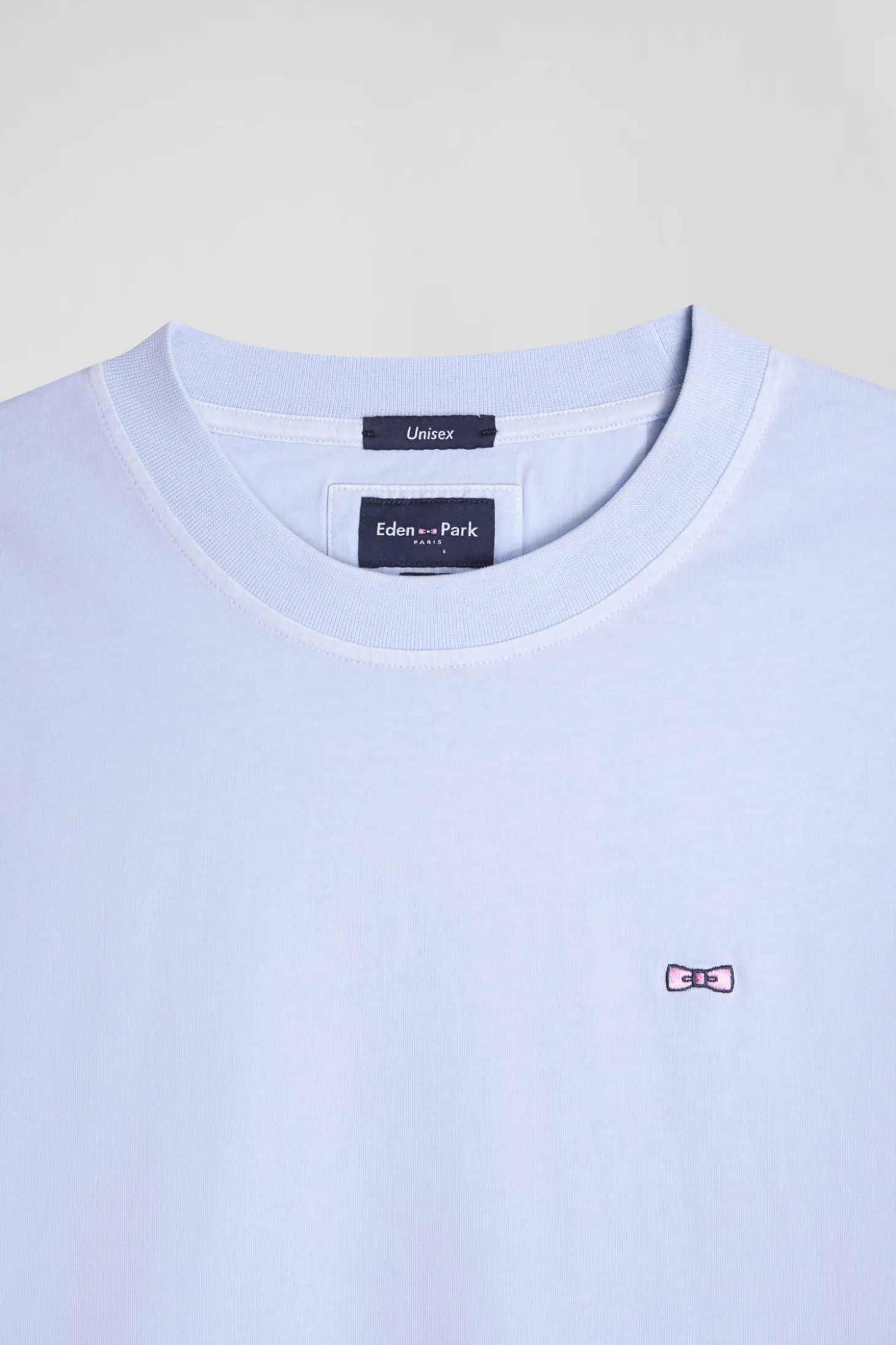 Oversize sky blue unisex short-sleeved T-shirt in overdyed cotton