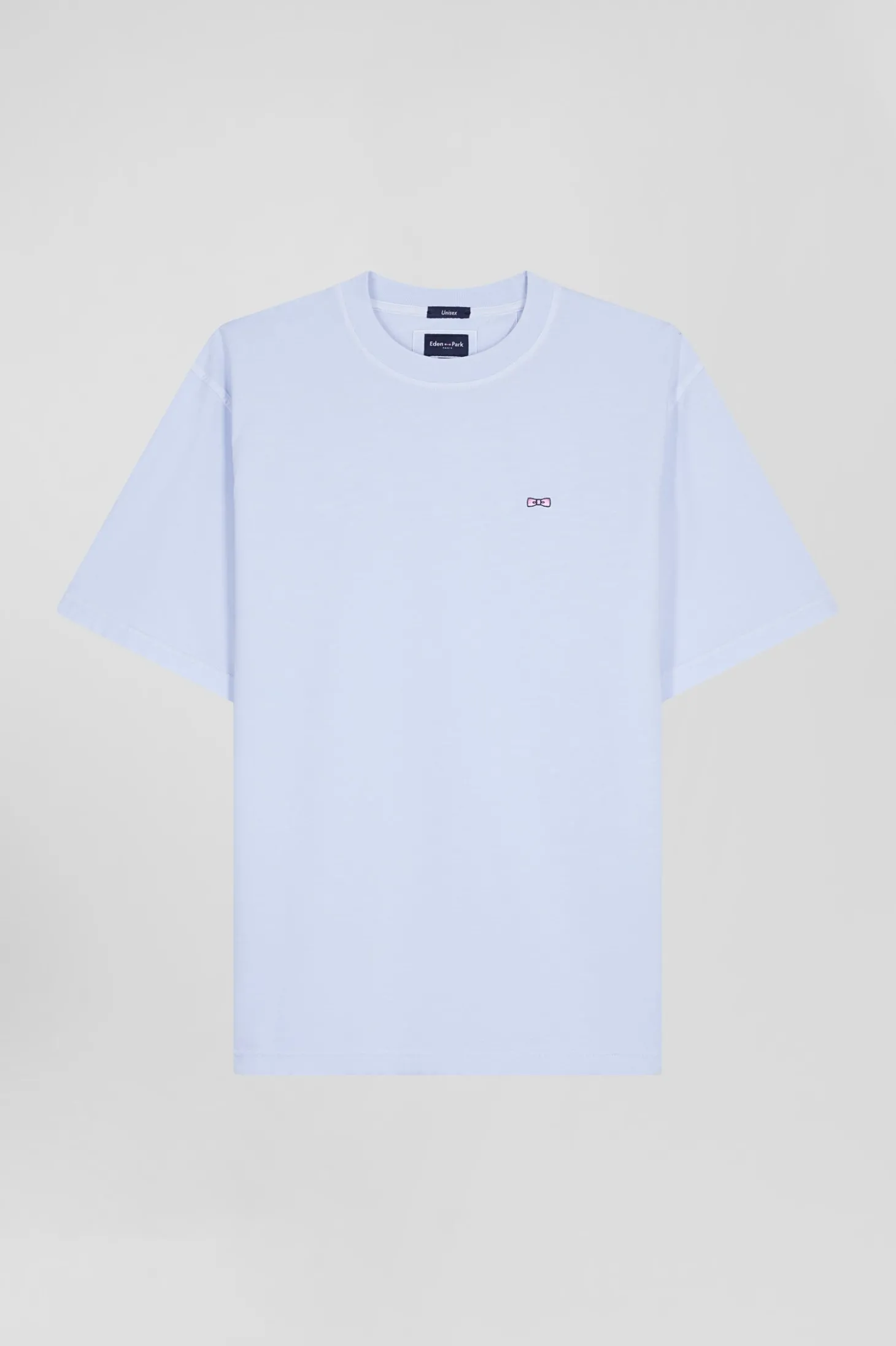 Oversize sky blue unisex short-sleeved T-shirt in overdyed cotton