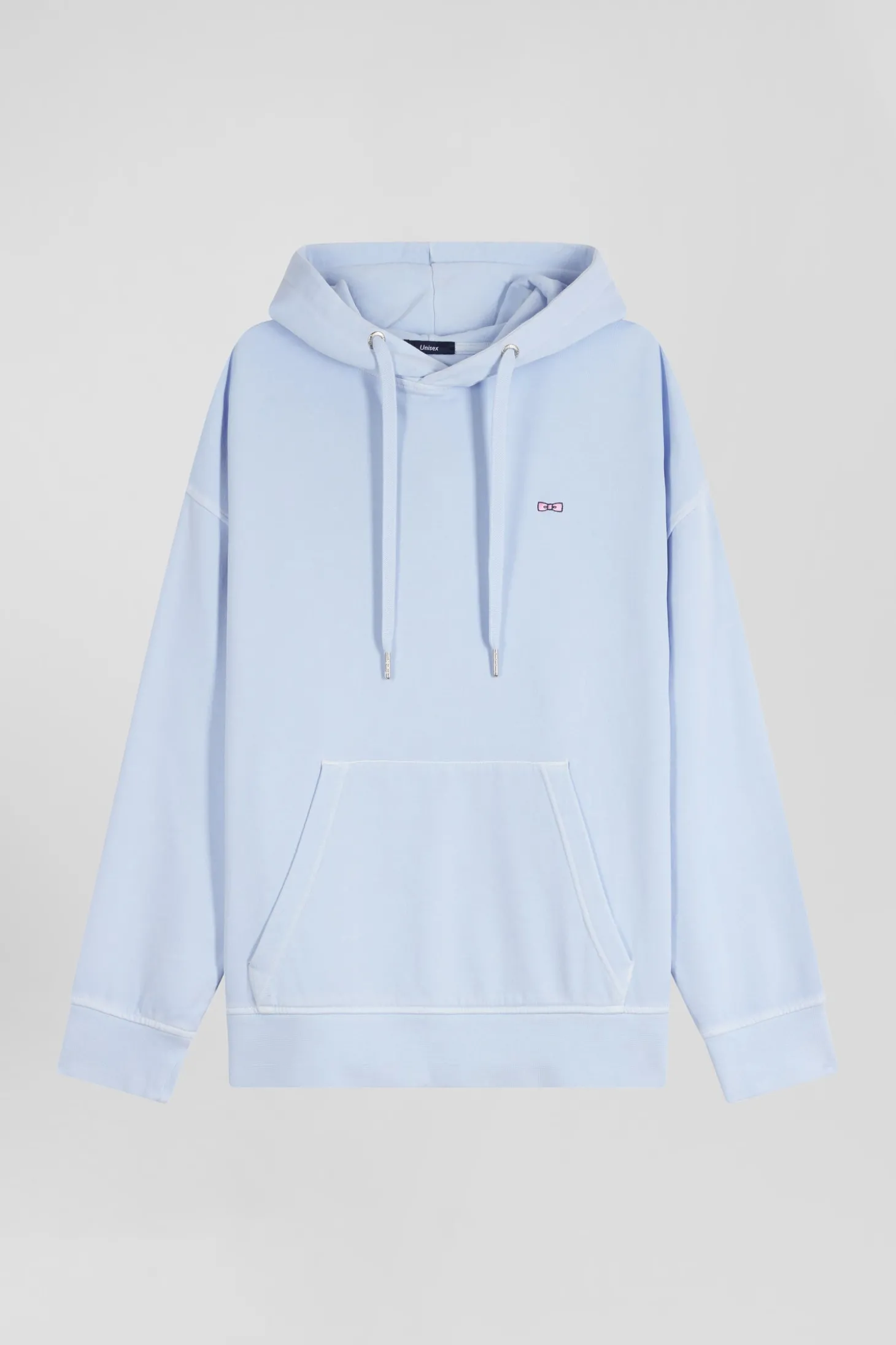 Oversize sky blue unisex dyed cotton fleece hoodie