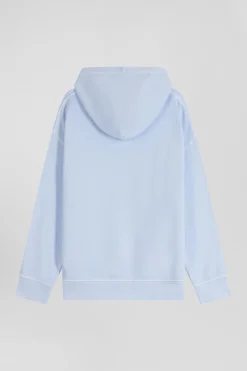 Oversize sky blue unisex dyed cotton fleece hoodie