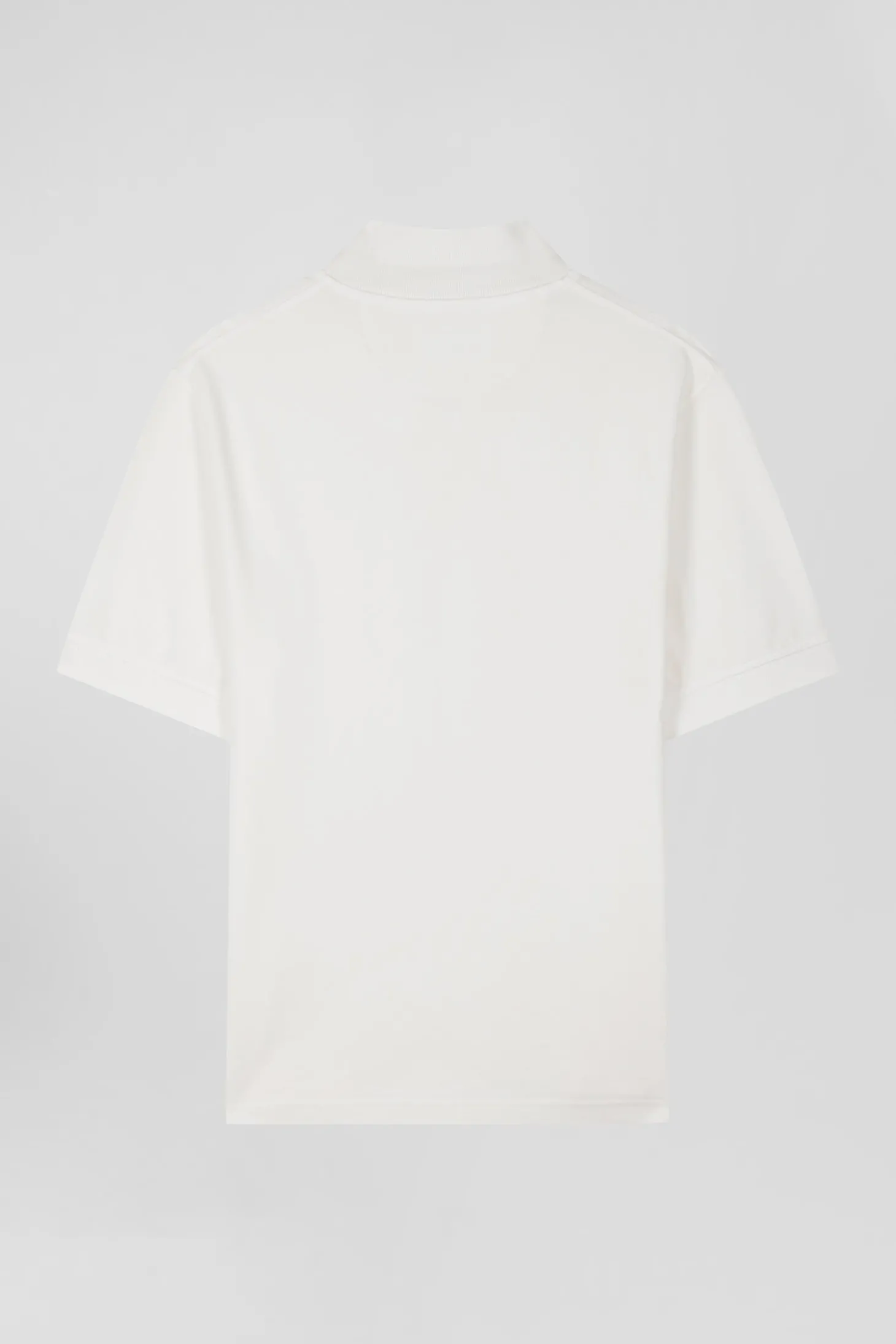 Oversized ecru unisex short-sleeved cotton piqué polo shirt