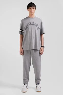 Oversized grey short-sleeved cotton T-shirt with Eden Park print