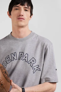Oversized grey short-sleeved cotton T-shirt with Eden Park print