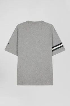 Oversized grey short-sleeved cotton T-shirt with Eden Park print