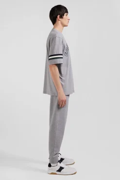 Oversized grey short-sleeved cotton T-shirt with Eden Park print