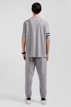 Oversized grey short-sleeved cotton T-shirt with Eden Park print