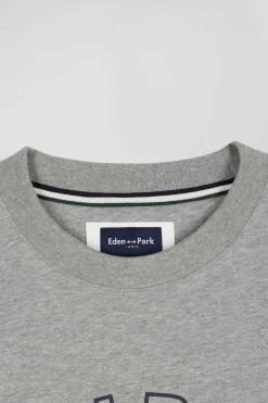 Oversized grey short-sleeved cotton T-shirt with Eden Park print