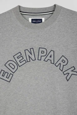 Oversized grey short-sleeved cotton T-shirt with Eden Park print