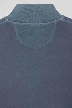 Oversized grey unisex short-sleeved cotton piqué polo shirt