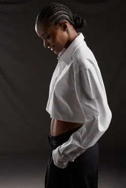 PAP'Atelier cropped white cotton shirt