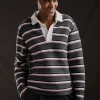 PAP'Atelier striped trim sweater in rugby shirt style
