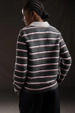 PAP'Atelier striped trim sweater in rugby shirt style